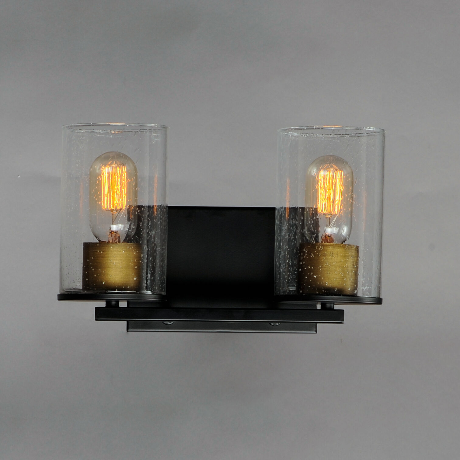 Sleek 2 Light 12 inch Antique Brass/Black Bath Vanity Wall Light