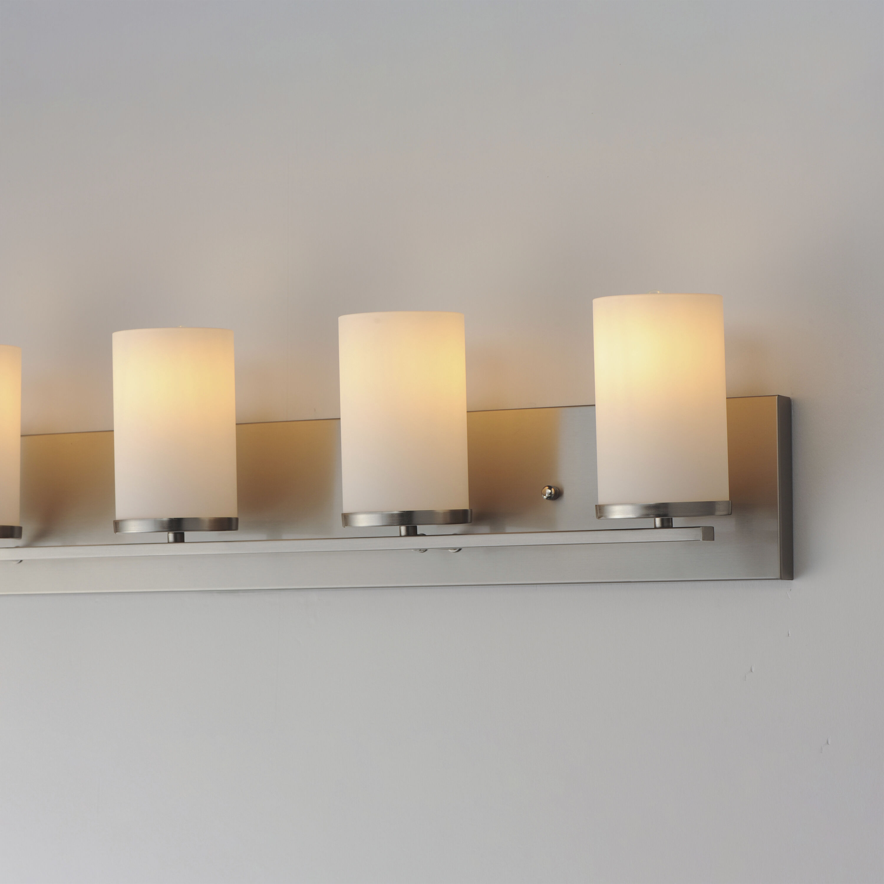 Lateral 5 Light 36 inch Satin Nickel Bath Vanity Wall Light in Satin White