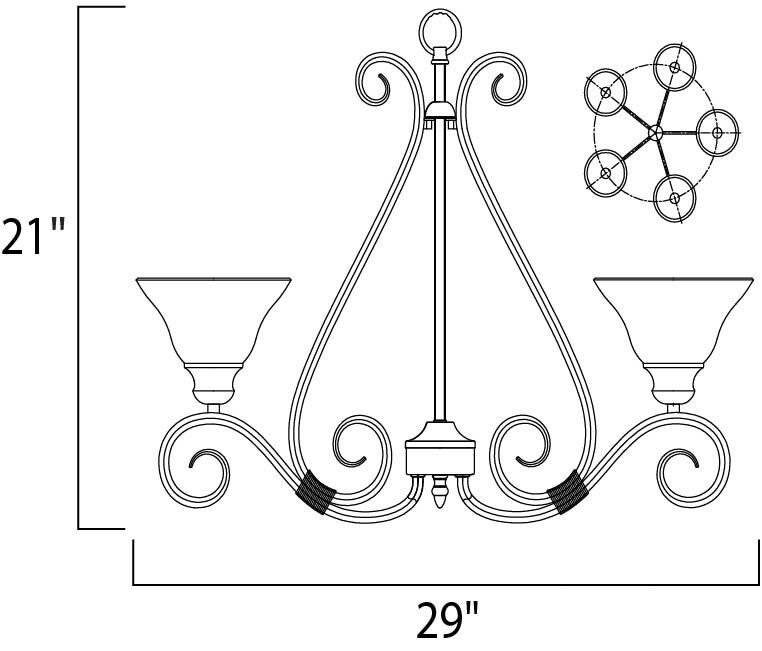 Pacific 5 Light 29 inch Kentucky Bronze Single-Tier Chandelier Ceiling Light