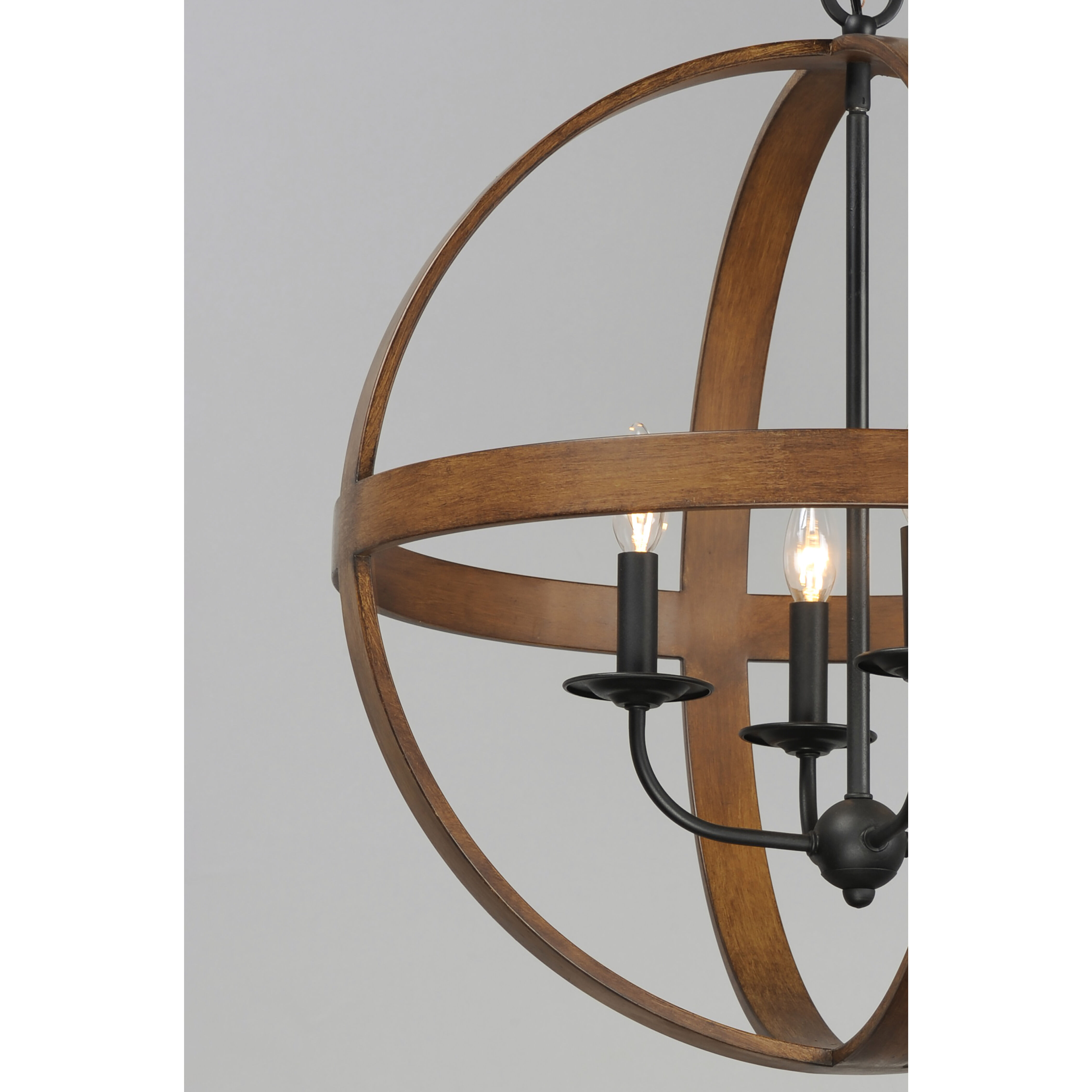 Compass 4 Light 22.5 inch Antique Pecan/Black Single Pendant Ceiling Light in Antique Pecan and Black