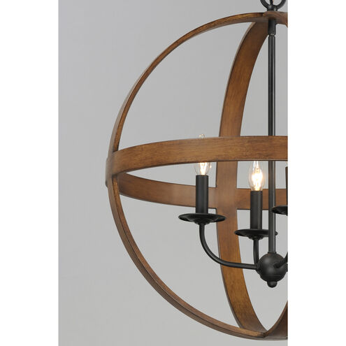 Compass 4 Light 23 inch Antique Pecan/Black Single Pendant Ceiling Light in Antique Pecan and Black