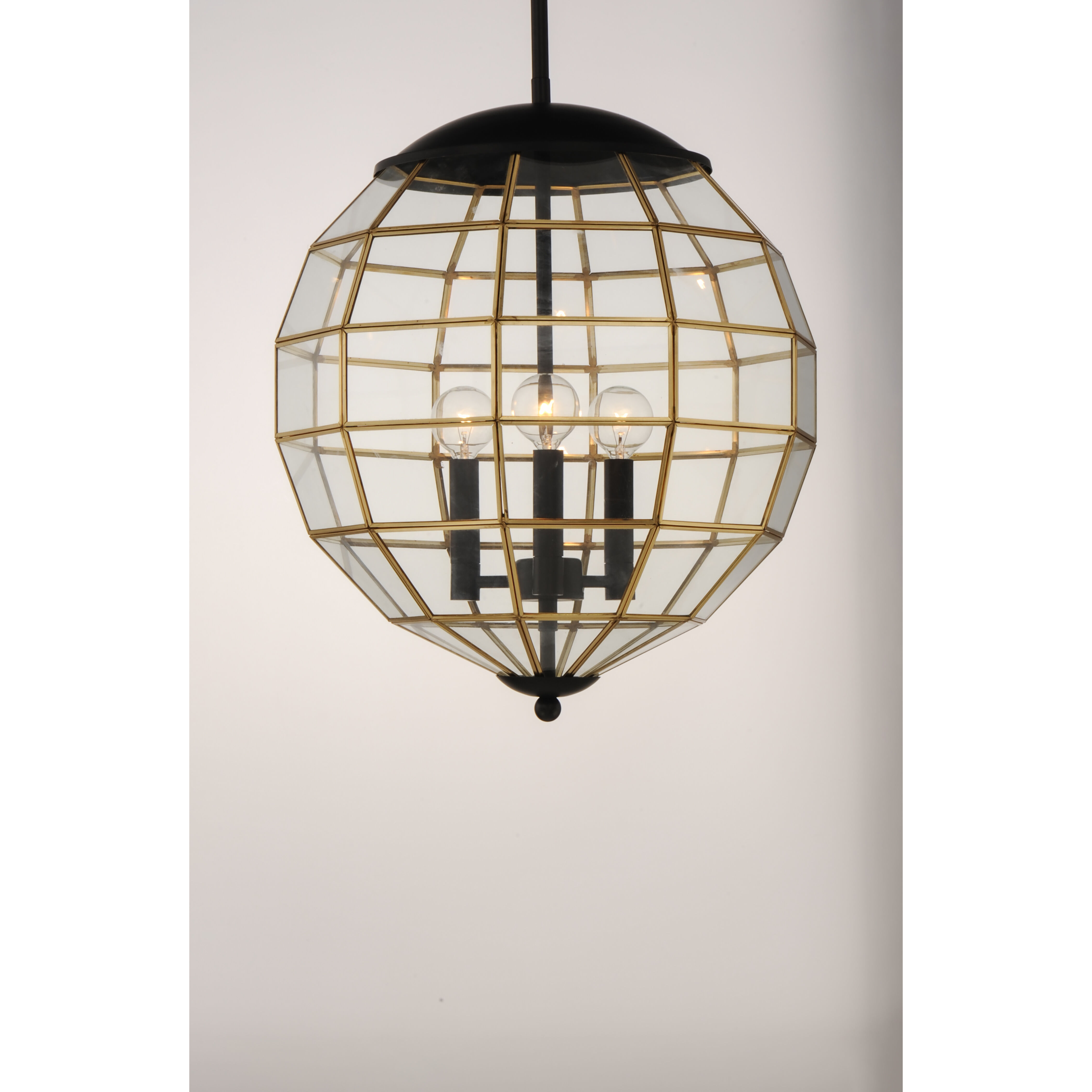 Heirloom 3 Light 16 inch Black/Burnished Brass Multi-Light Pendant Ceiling Light