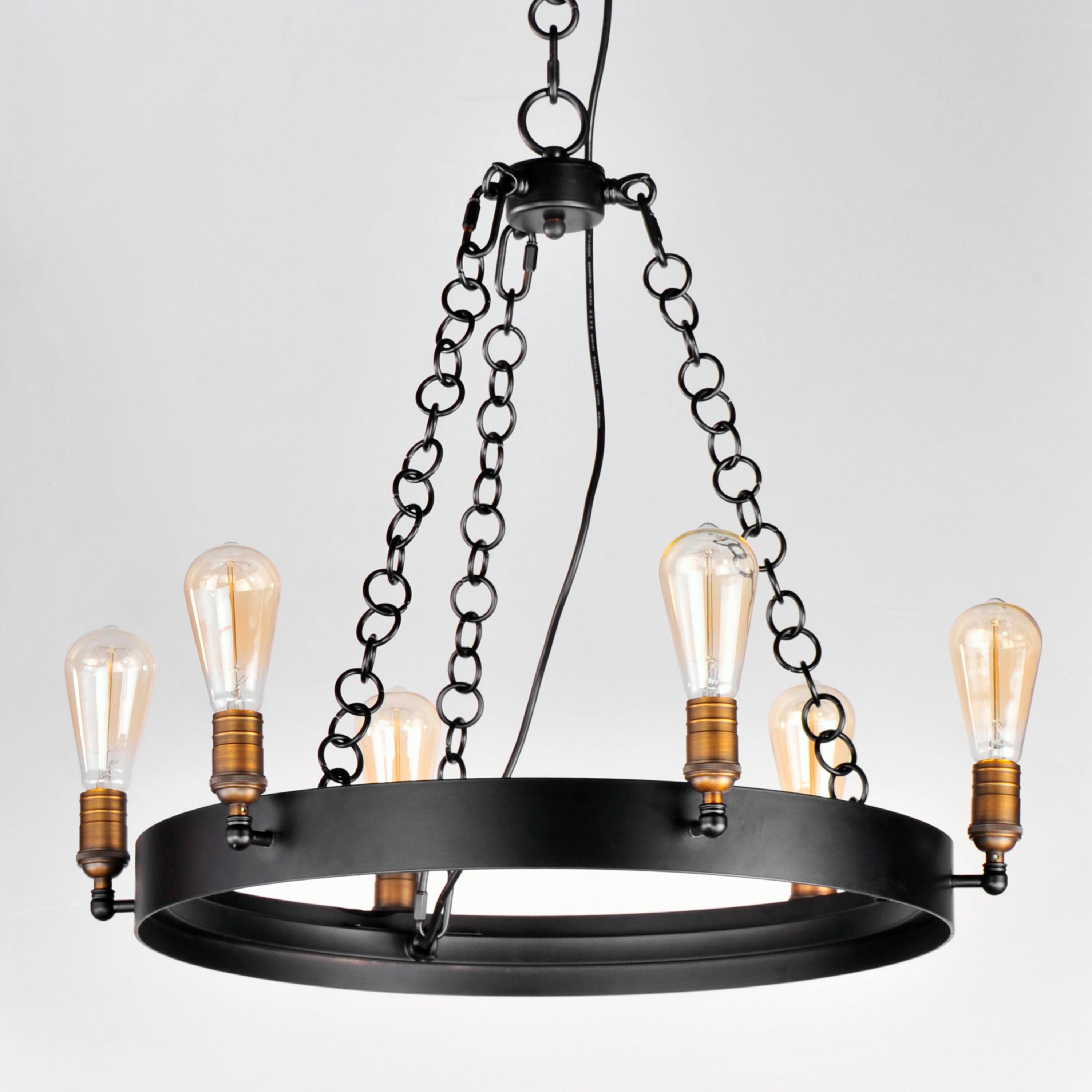 Noble 6 Light 26 inch Black/Natural Aged Brass Chandelier Ceiling Light in Medium Base