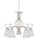 Basix 5 Light 25 inch Satin Nickel Down Light Chandelier Ceiling Light in Frosted