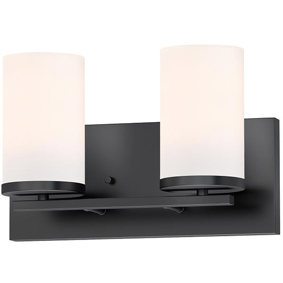 Lateral 2 Light 12 inch Black Bath Vanity Wall Light