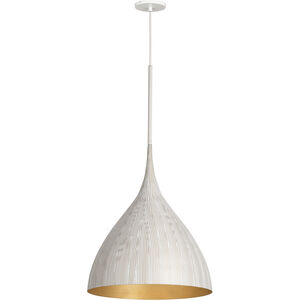 Fleur 1 Light 16.25 inch White and Gold Single Pendant Ceiling Light