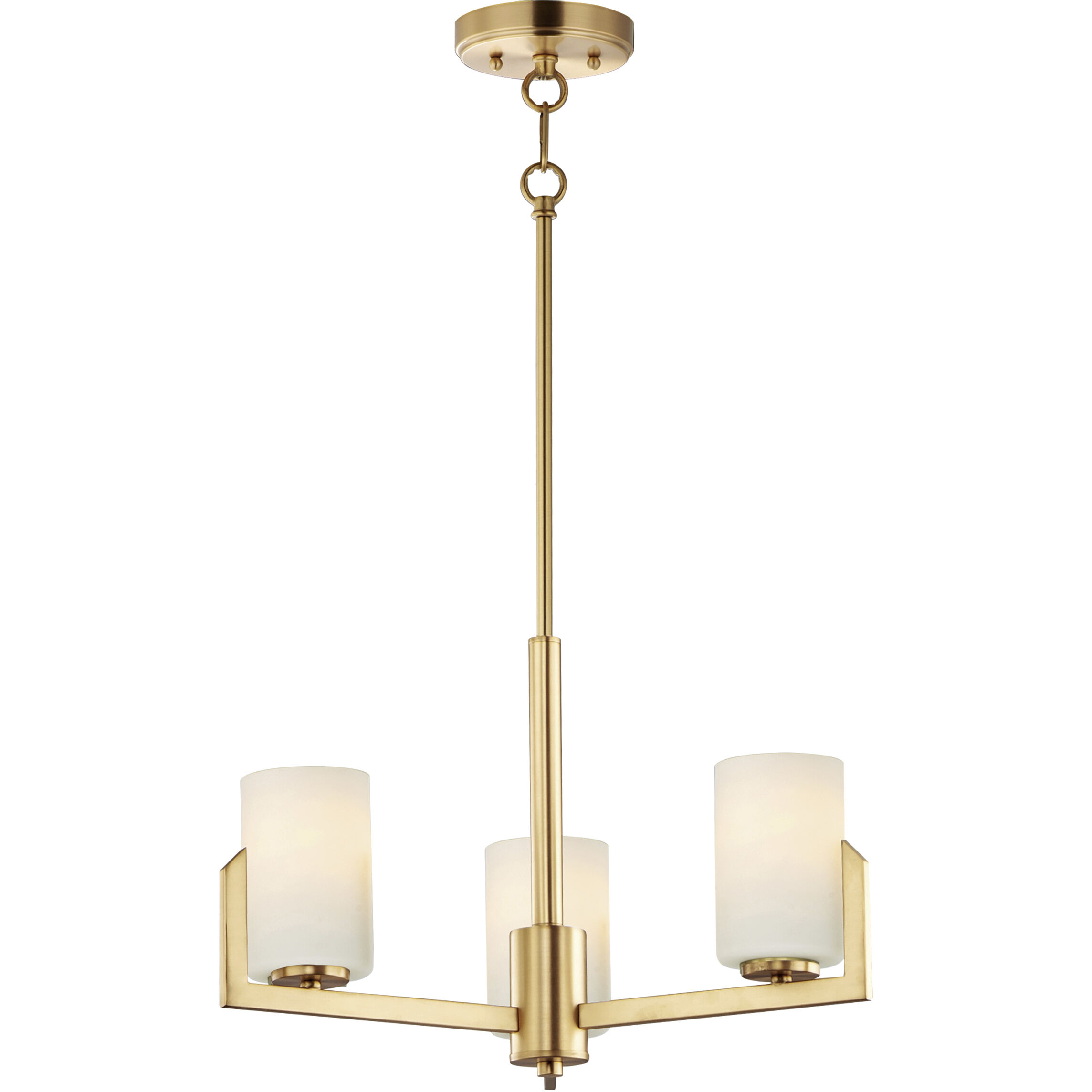 Dart 3 Light 22.25 inch Satin Brass Chandelier Ceiling Light