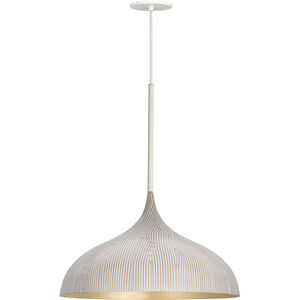 Fleur 1 Light 20.25 inch White and Gold Single Pendant Ceiling Light
