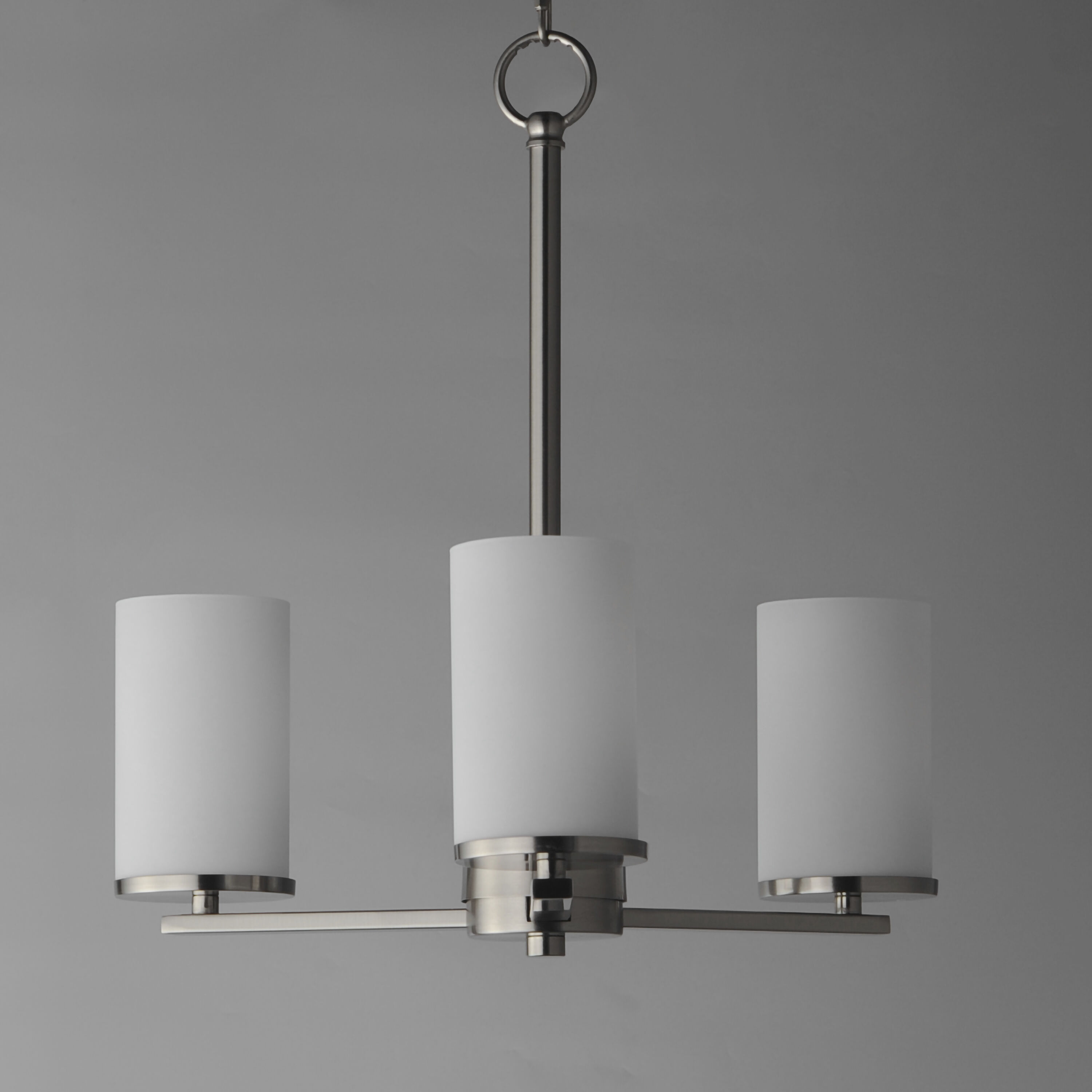 Lateral 3 Light 18 inch Satin Nickel Chandelier Ceiling Light in Satin White