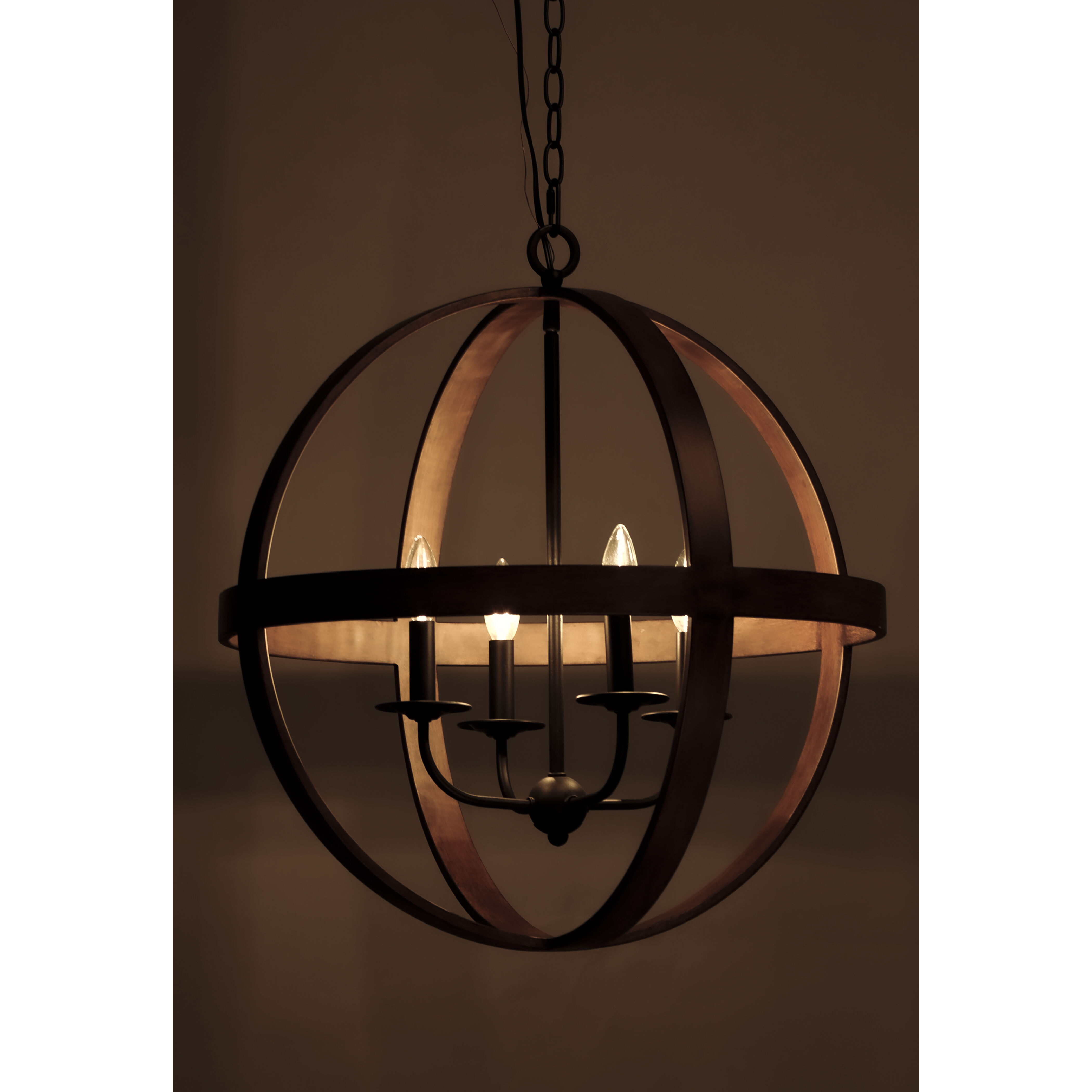 Compass 4 Light 22.5 inch Antique Pecan/Black Single Pendant Ceiling Light in Antique Pecan and Black