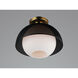 Perf 1 Light 14.25 inch Black and Satin Brass Flush Mount Ceiling Light