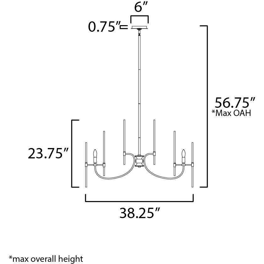 Divine 8 Light 38.25 inch Polished Nickel Chandelier Ceiling Light