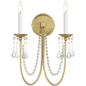 Plumette 2 Light 14 inch Gold Leaf Wall Sconce Wall Light 