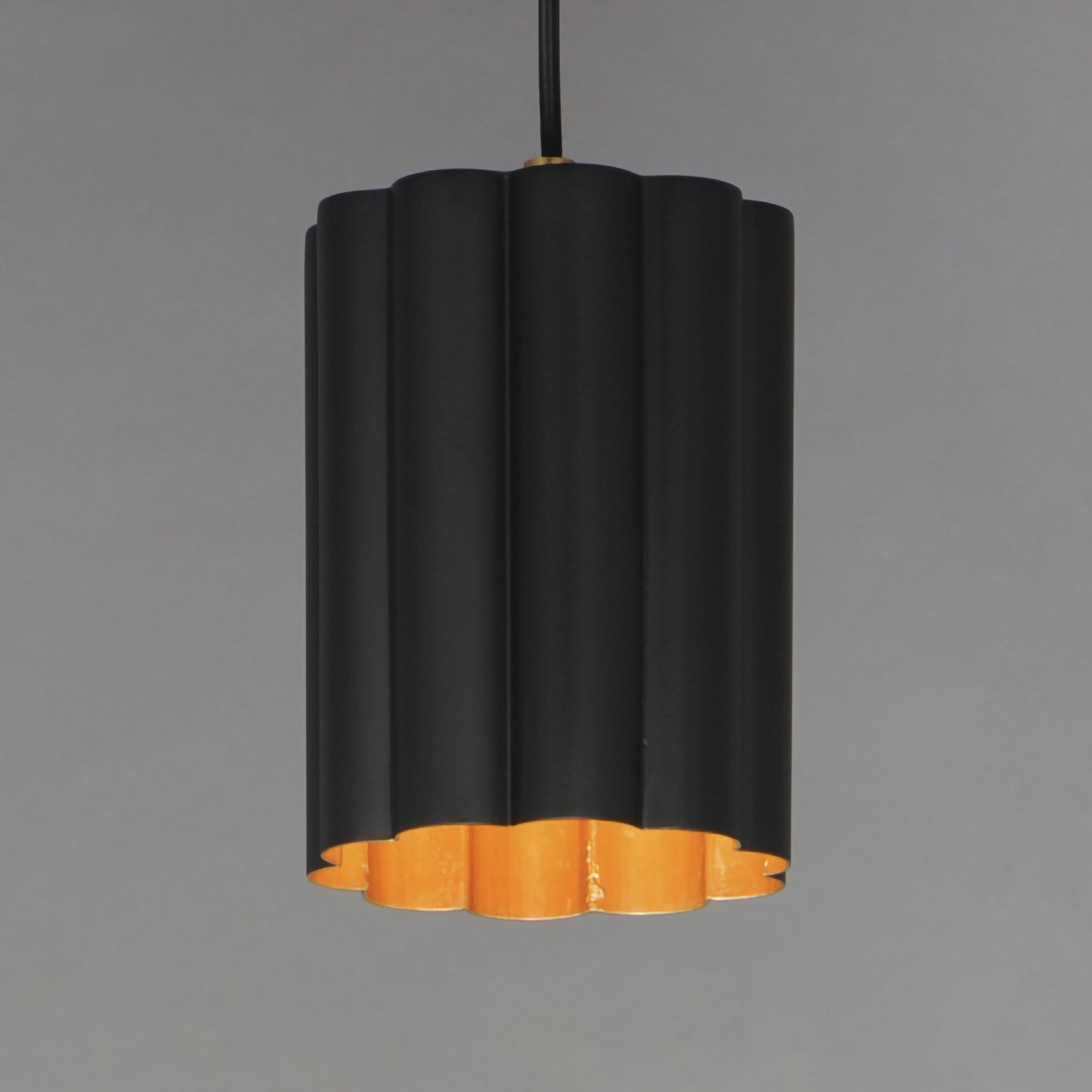 Primrose 1 Light 6 inch Gold Leaf Single Pendant Ceiling Light in Matte Black