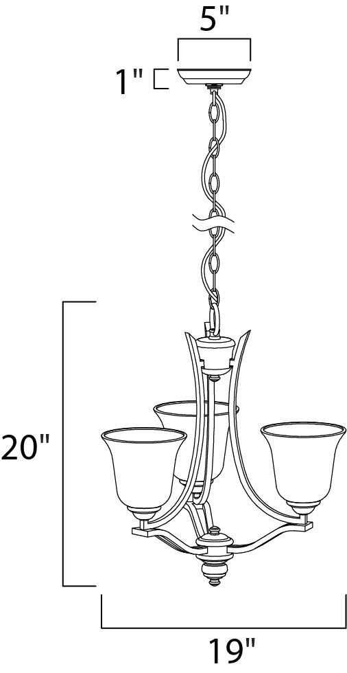 Madera 3 Light 19 inch Satin Silver Mini Chandelier Ceiling Light