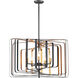 Radial 5 Light 30 inch Black and Gold Pendant System Ceiling Light