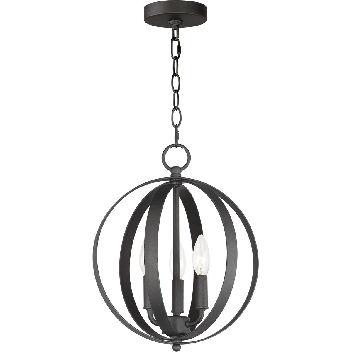 Provident 3 Light 12 inch Black Single Pendant Ceiling Light