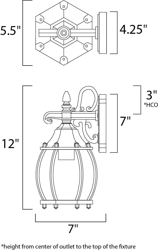 Crown Hill 1 Light 12 inch Black Outdoor Wall Mount