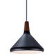 Nordic 1 Light 7 inch Walnut and Black Single Pendant Ceiling Light