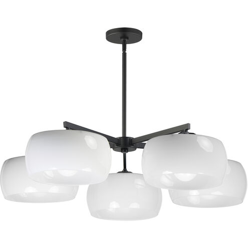 Glazed 5 Light 36 inch White and Black Chandelier Ceiling Light
