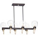 Bauhaus 6 Light 31.5 inch Bronze and Satin Brass Linear Pendant Ceiling Light