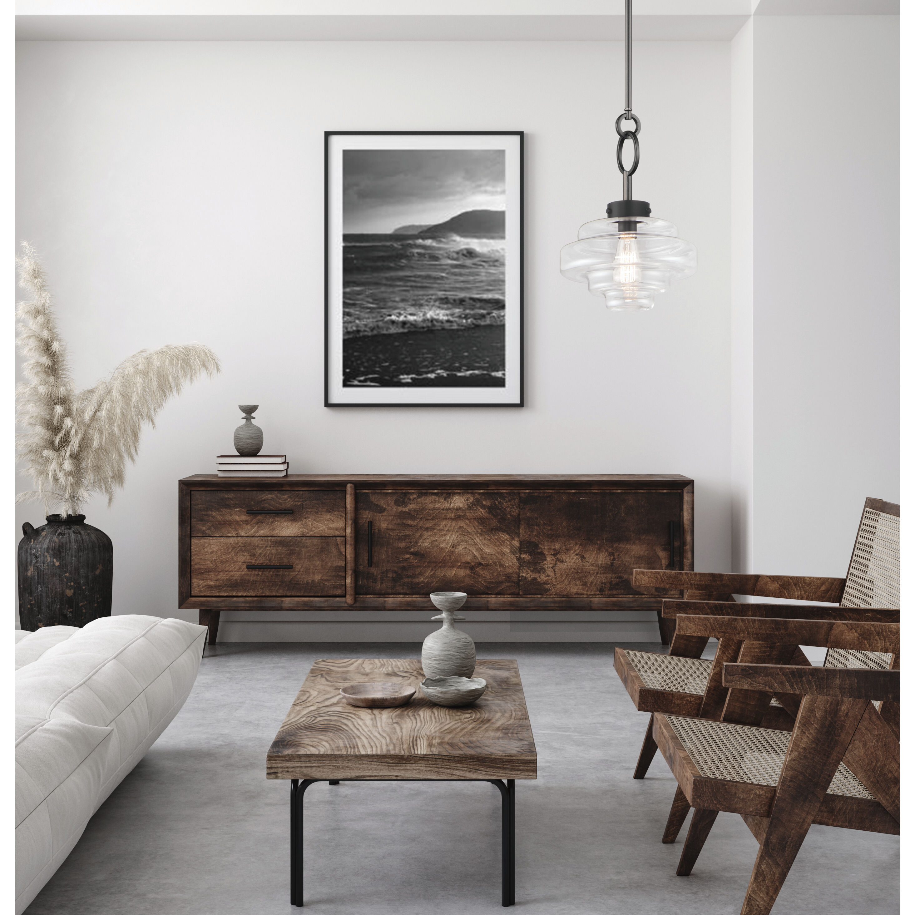 Harbor 1 Light 12 inch Black Single Pendant Ceiling Light