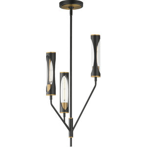Regent LED 14 inch Black and Antique Brass Multi-Light Pendant Ceiling Light