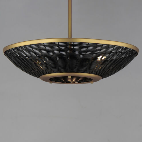 Rattan 3 Light 20.25 inch Natural Aged Brass Pendant System Ceiling Light