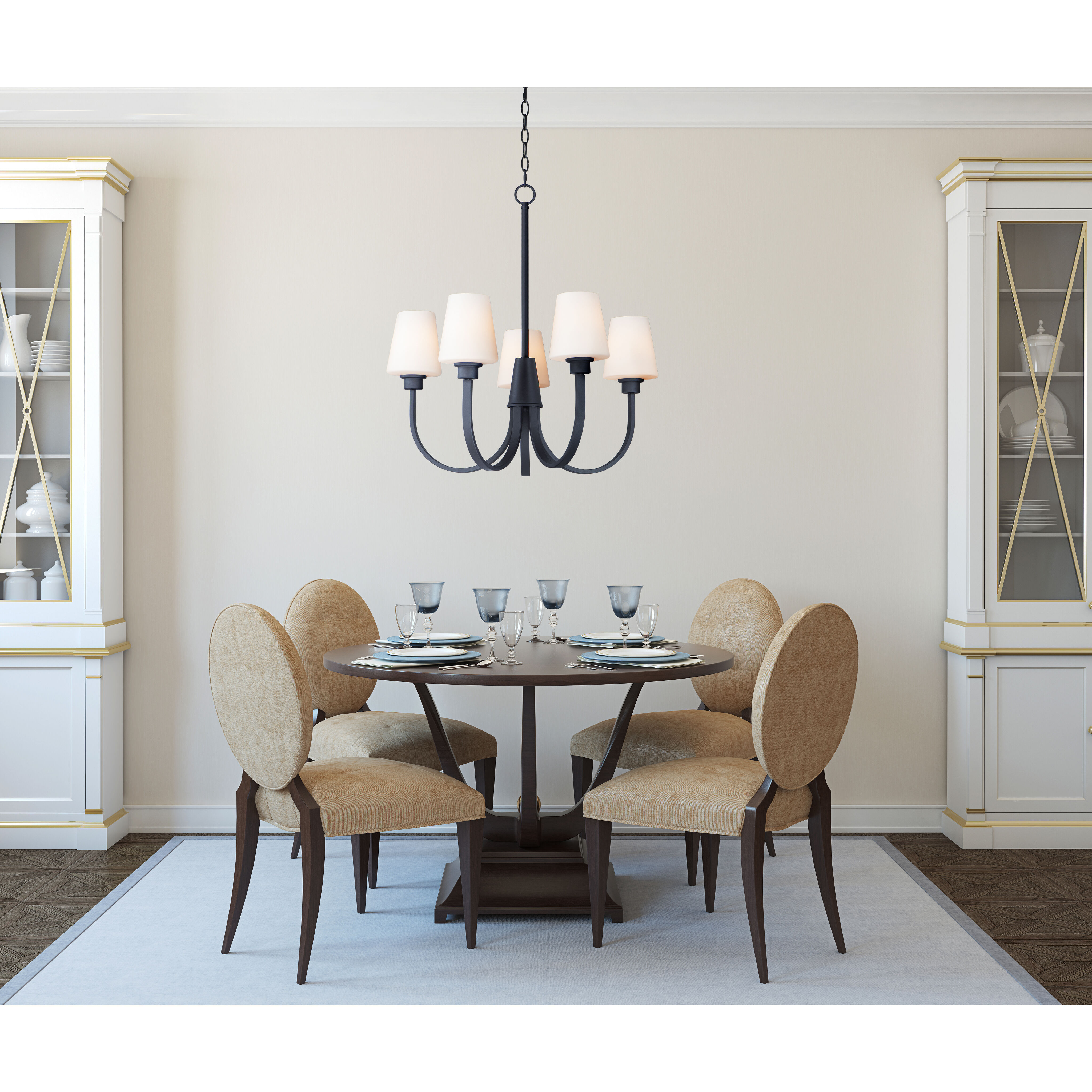Shelter 5 Light 27 inch Black Chandelier Ceiling Light