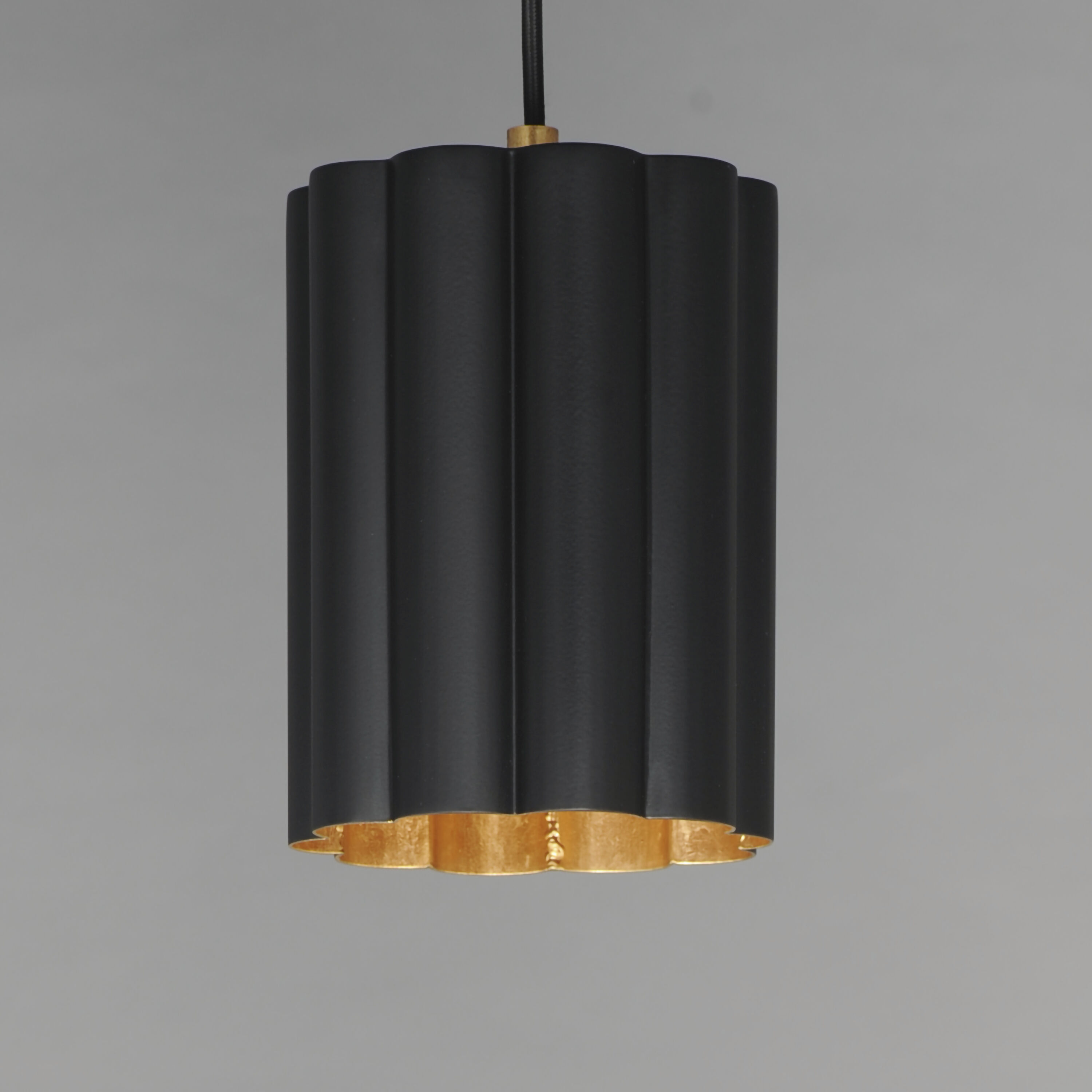 Primrose 1 Light 6 inch Gold Leaf Single Pendant Ceiling Light in Matte Black