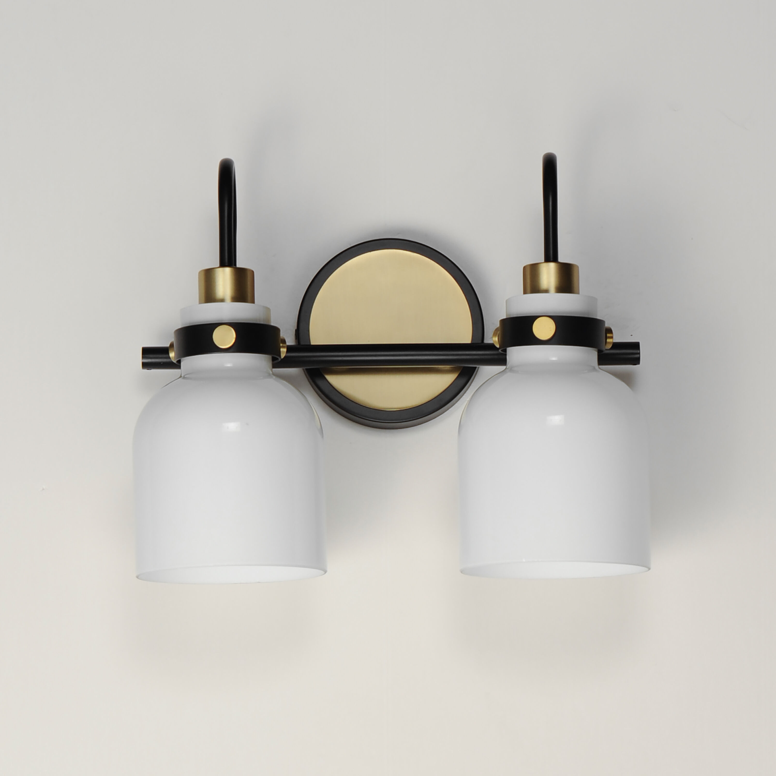 Milk 2 Light 13.5 inch Satin Brass Bath Vanity Light Wall Light in Black and Satin Brass