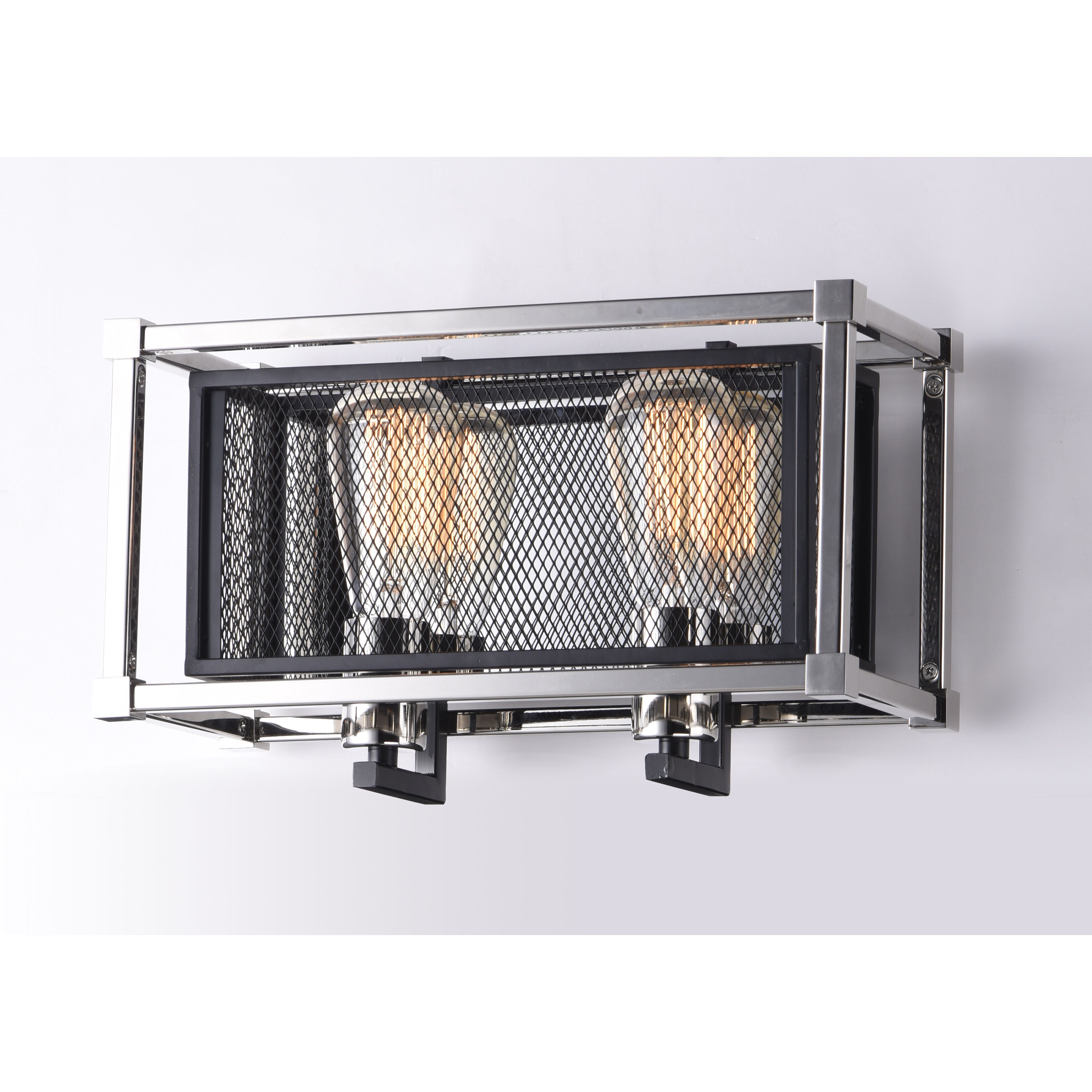 Refine 2 Light 14.25 inch Black/Polished Nickel Bath Vanity Wall Light