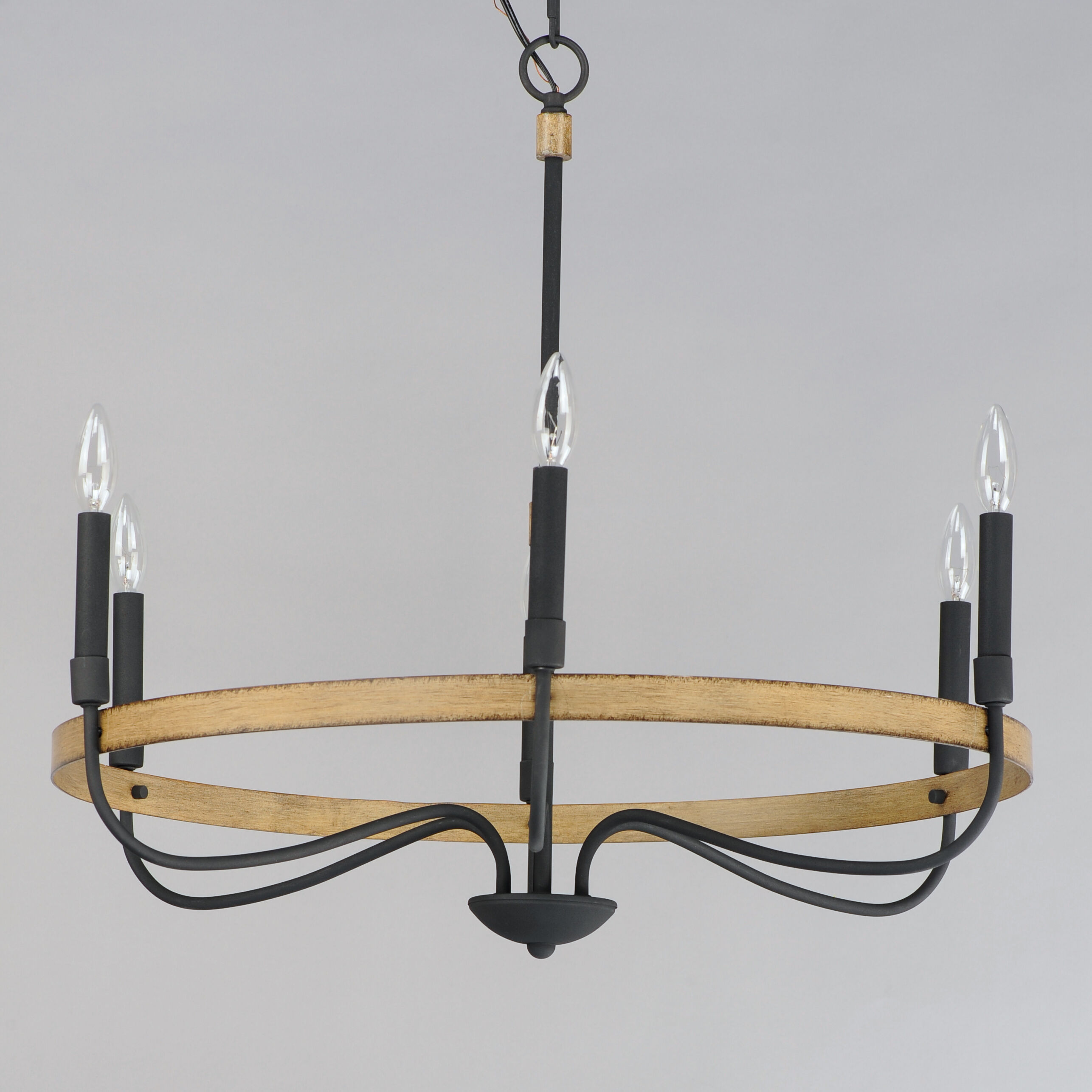 Franklin 6 Light 29 inch Driftwood/Black Chandelier Ceiling Light