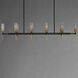 Flambeau 10 Light 60.75 inch Black and Antique Brass Linear Pendant Ceiling Light