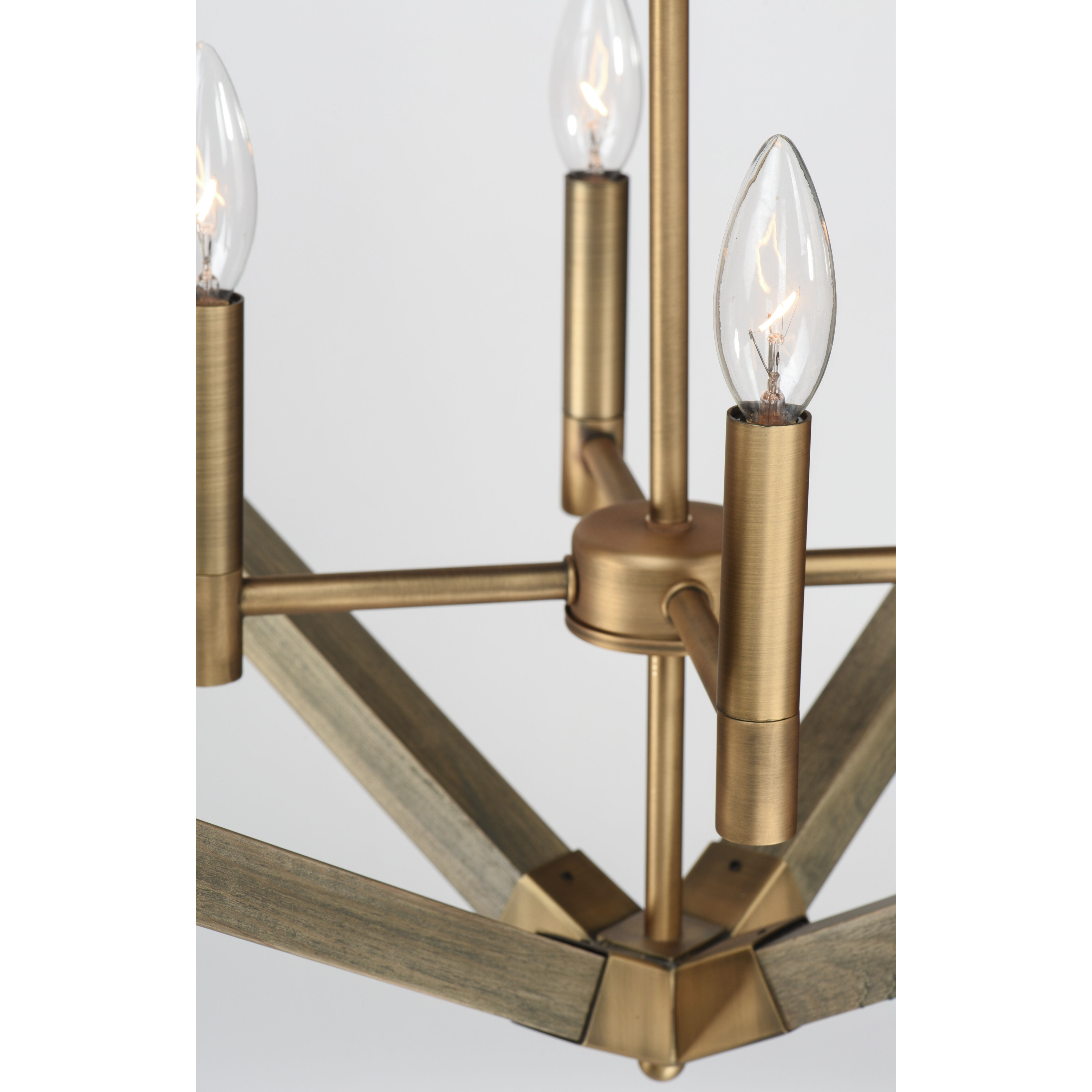 Vector 4 Light 19 inch Weathered Oak/Antique Brass Single Pendant Ceiling Light