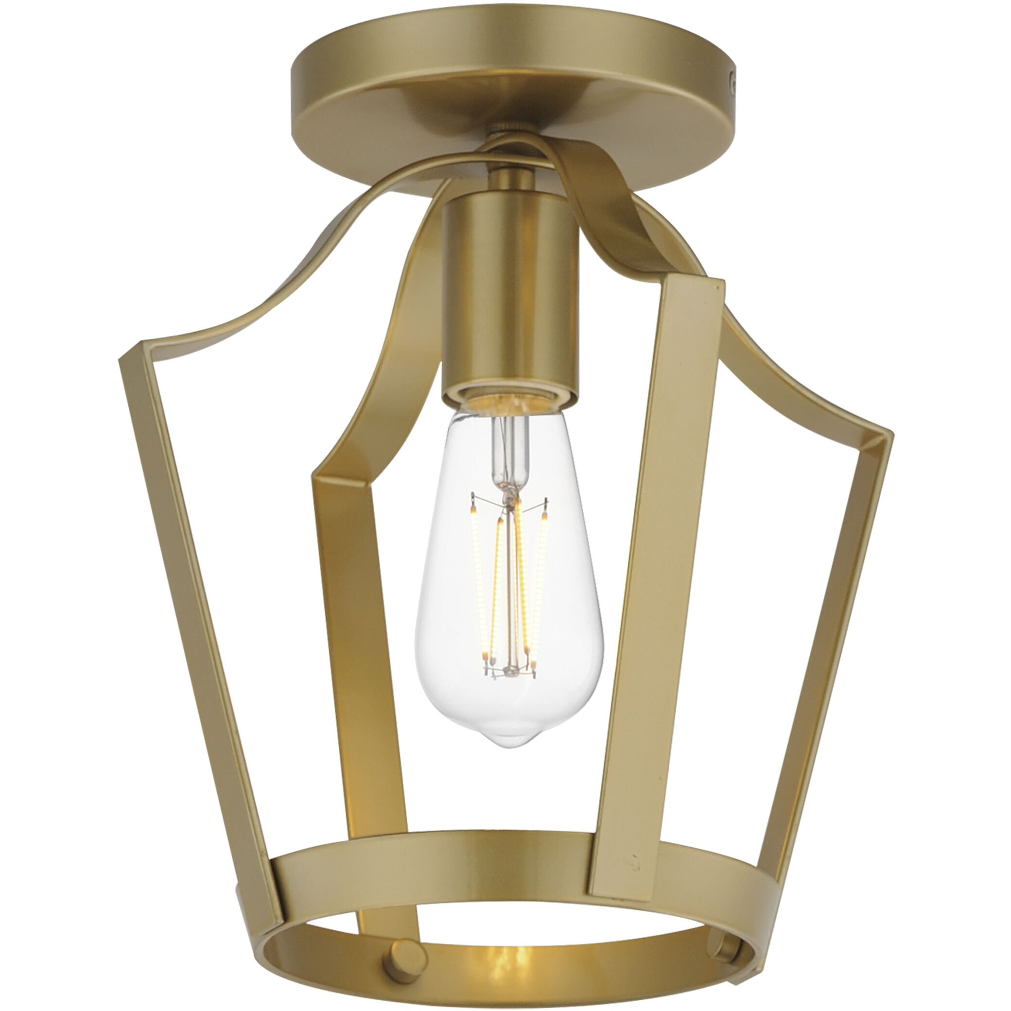 Arden 1 Light 9.5 inch Natural Aged Brass Semi-Flush Mount Ceiling Light