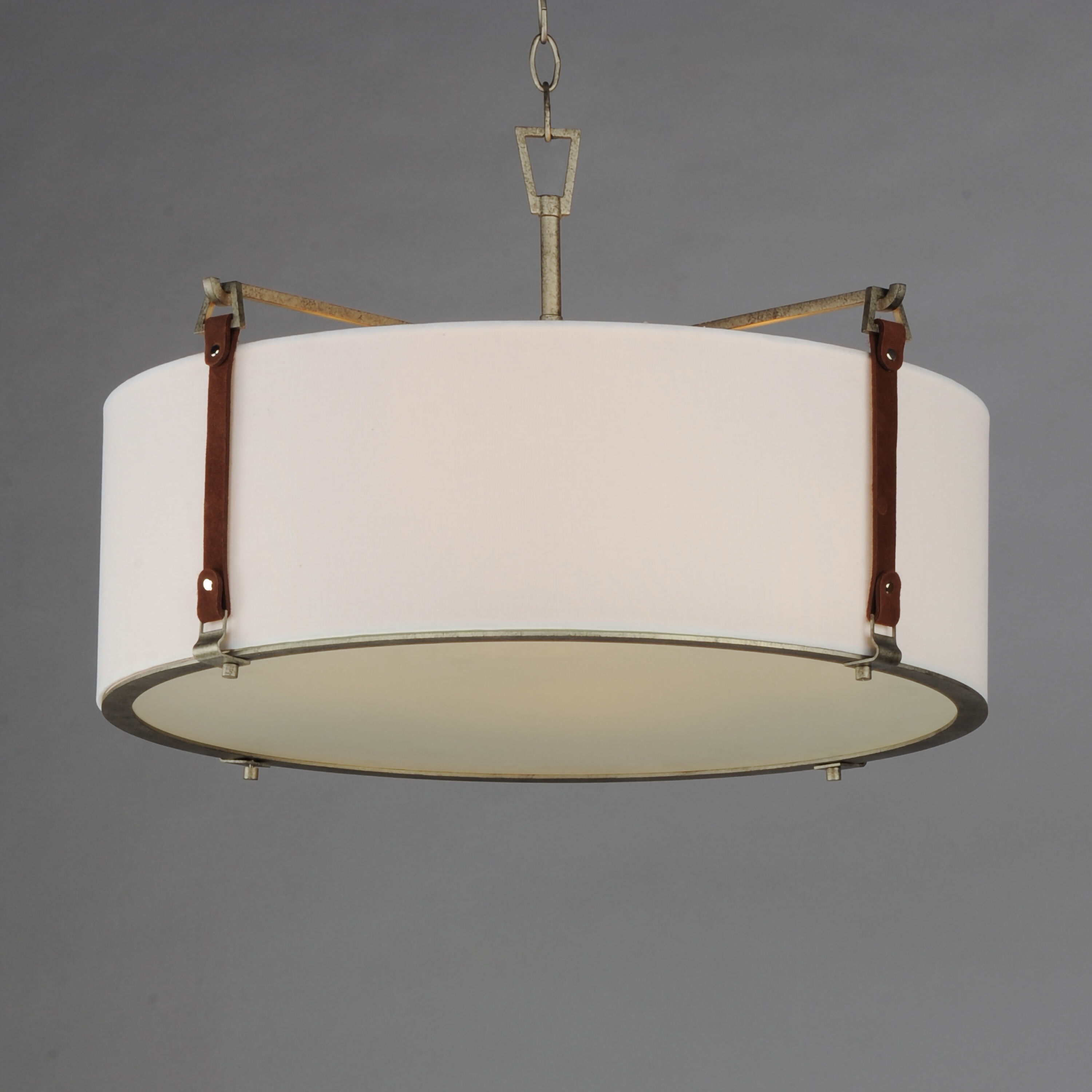 Sausalito 4 Light 24 inch Weathered Zinc / Brown Suede Multi-Light Pendant Ceiling Light