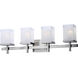 Tetra 4 Light 30 inch Satin Nickel Bath Vanity Wall Light in White Linen