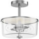 Fuller 2 Light 10.75 inch Satin Nickel Flush Mount Ceiling Light in Clear