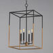 SoHo 4 Light 16 inch Black and Weathered Brass Entry Foyer Pendant Ceiling Light