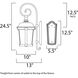Dover DC 3 Light 24.5 inch Bronze Outdoor Wall Mount