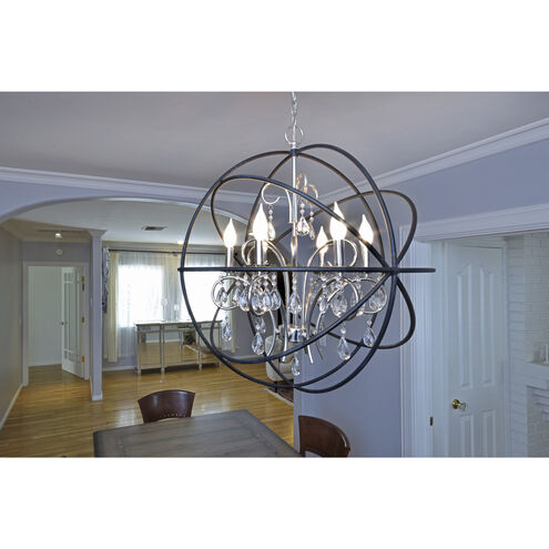 Orbit 6 Light 25 inch Anthracite/Polished Nickel Single-Tier Chandelier Ceiling Light in Anthracite and Polished Nickel, CA Incandescent