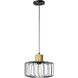 Bjorn 1 Light 11.5 inch Black and Natural Wood Single Pendant Ceiling Light