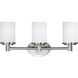 Cylinder 3 Light 20.5 inch Satin Nickel Bath Vanity Wall Light