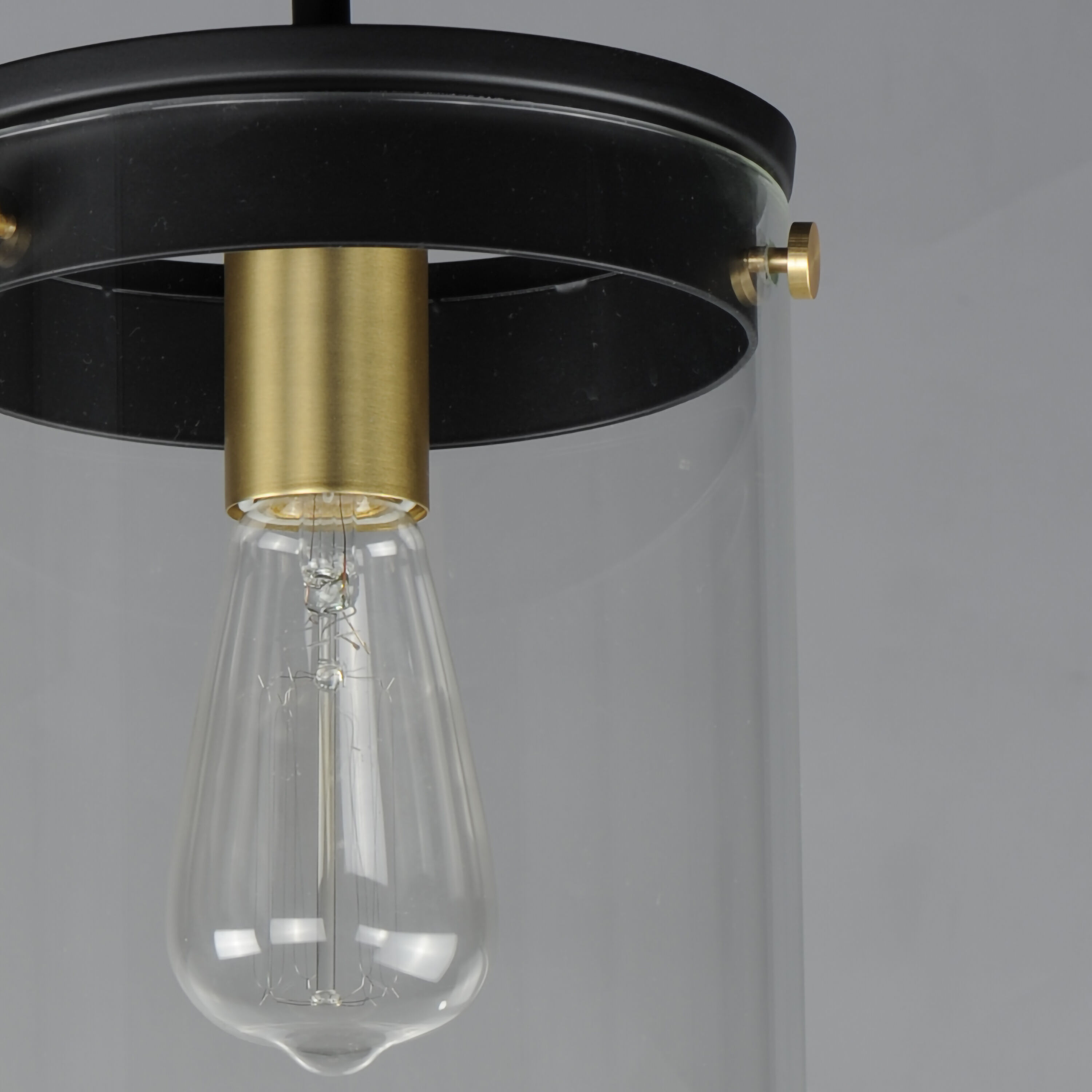 Pinn 1 Light 8 inch Black/Satin Brass Single Pendant Ceiling Light