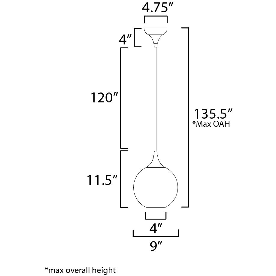 Neve 1 Light 9 inch Black Single Pendant Ceiling Light