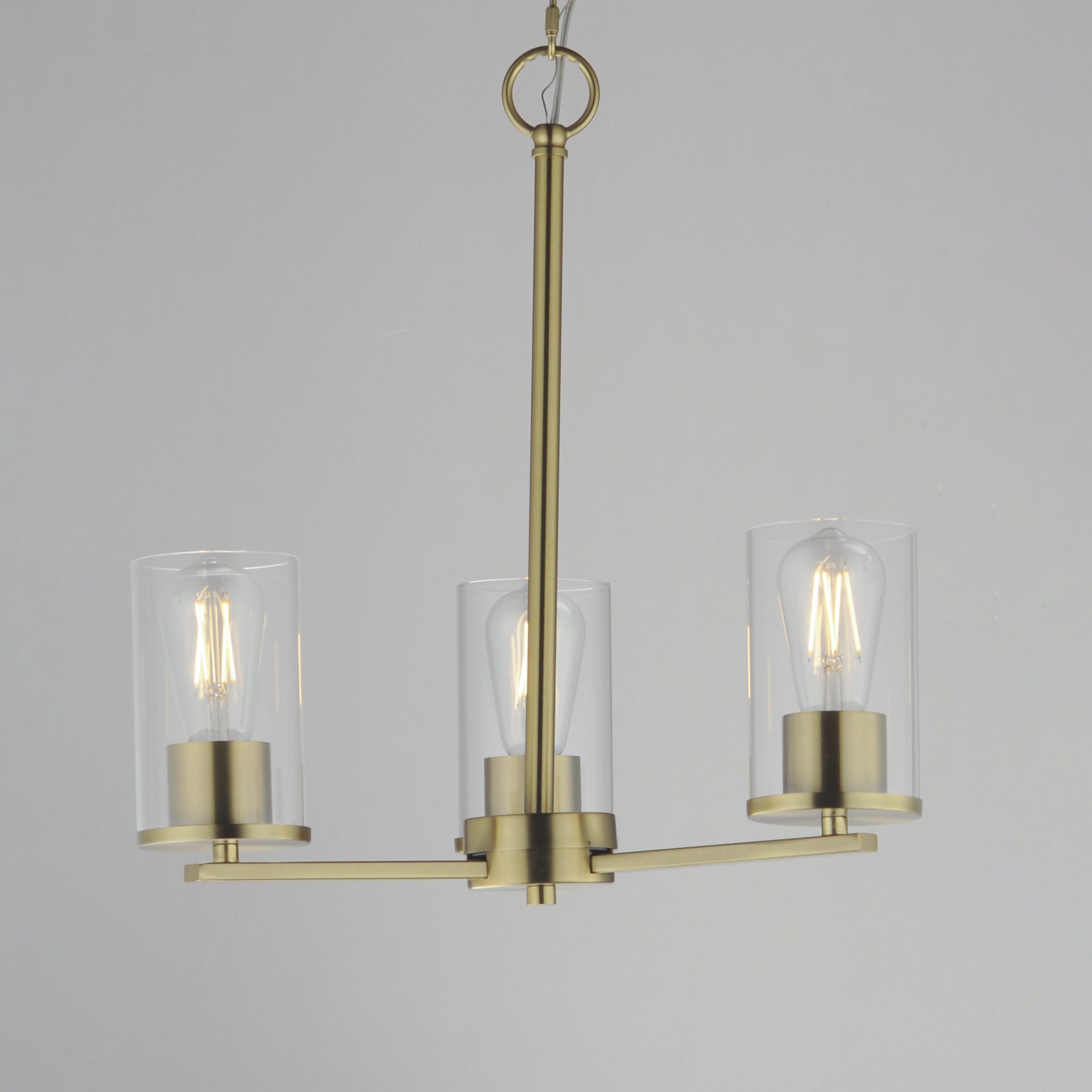 Lateral 3 Light 18 inch Satin Brass Chandelier Ceiling Light in Clear
