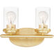 Corona 2 Light 12 inch Satin Brass Bath Vanity Wall Light in Clear