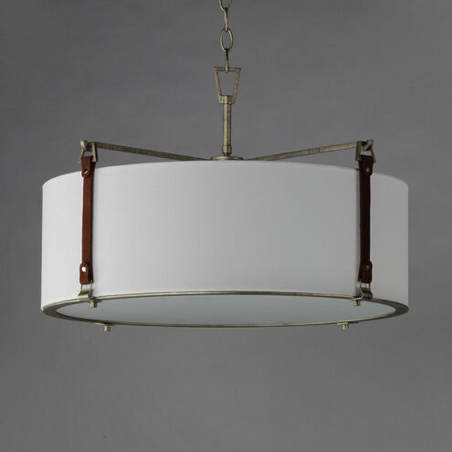 Sausalito 4 Light 24 inch Weathered Zinc / Brown Suede Multi-Light Pendant Ceiling Light