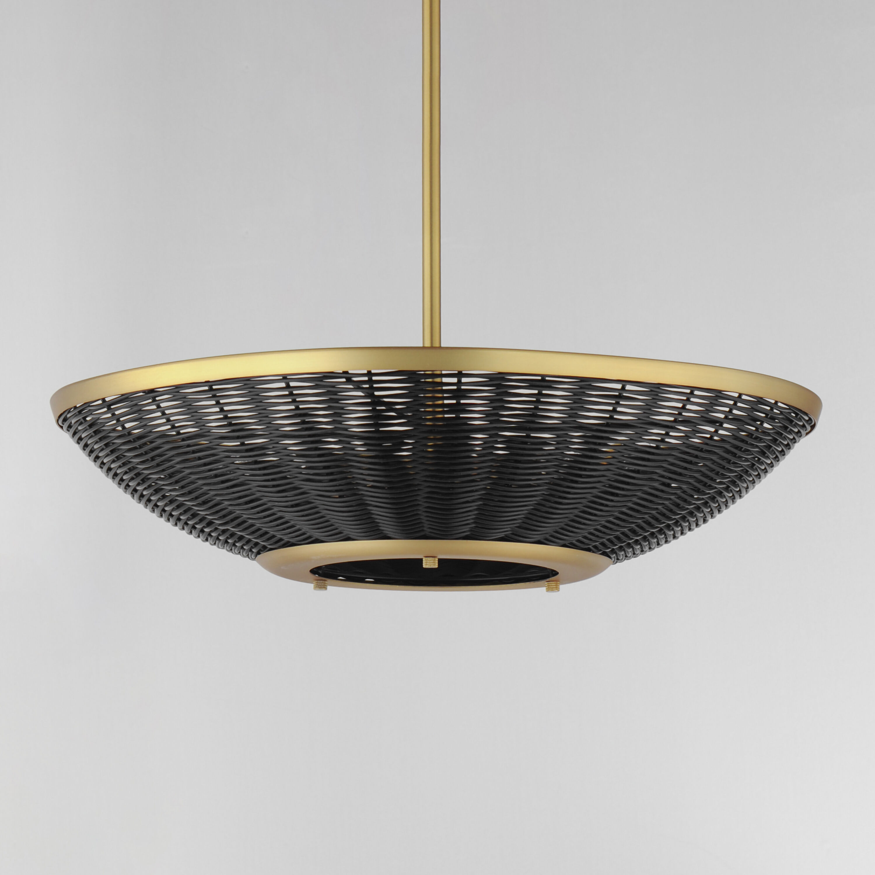 Rattan 3 Light 20.25 inch Natural Aged Brass Pendant System Ceiling Light